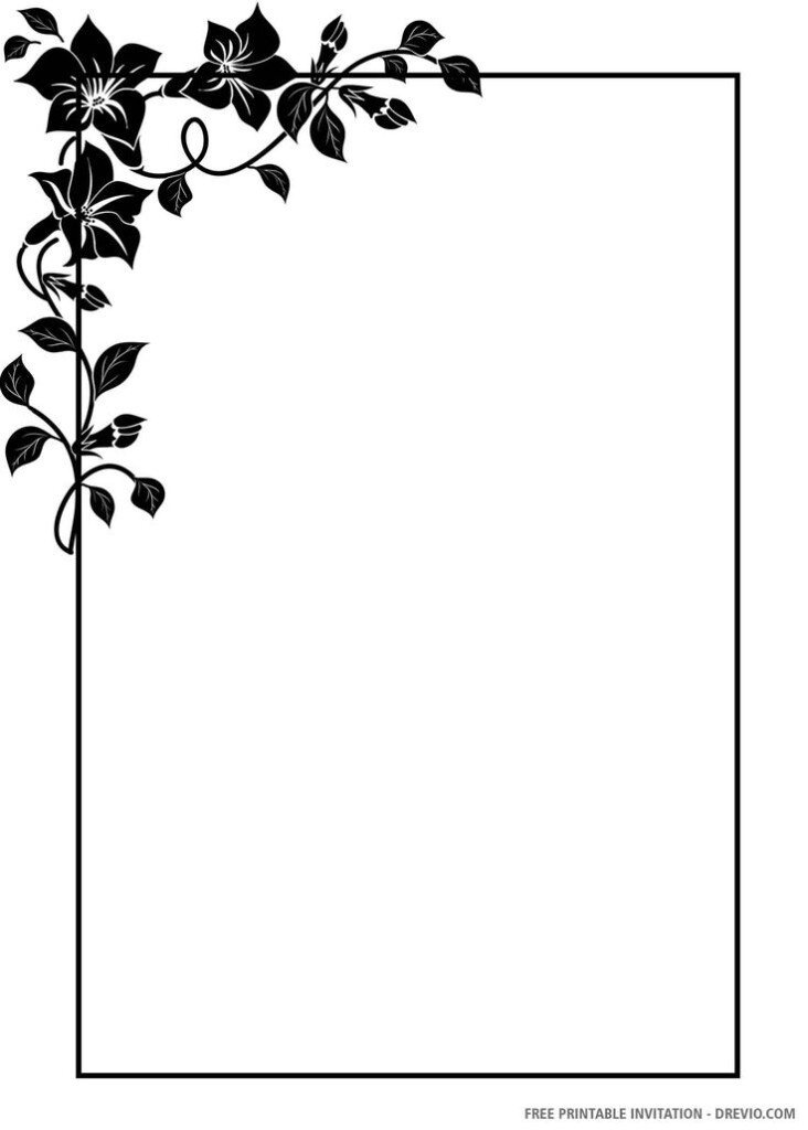  FREE PRINTABLE Black And White Floral Wedding Invitation Templates 