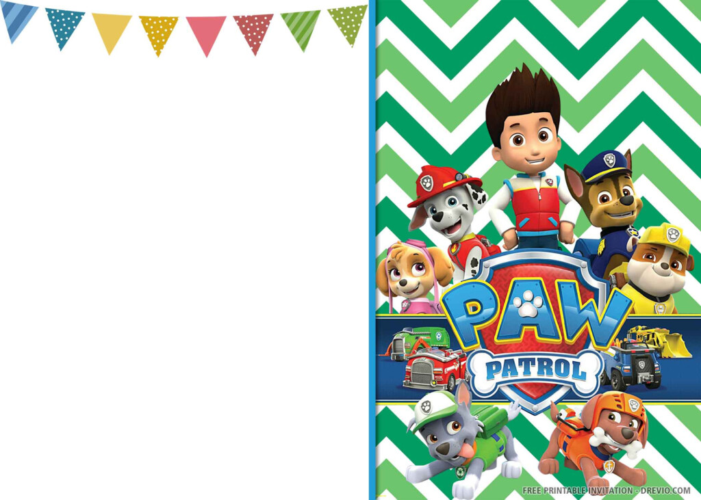  FREE PRINTABLE Cheerful Paw Patrol Birthday Invitation Templates 