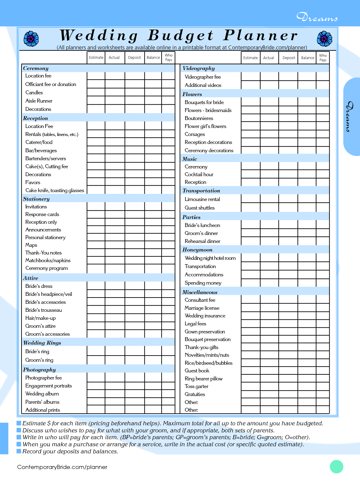 Free Printable Wedding Budget Planner Wedding Budget Planner Wedding