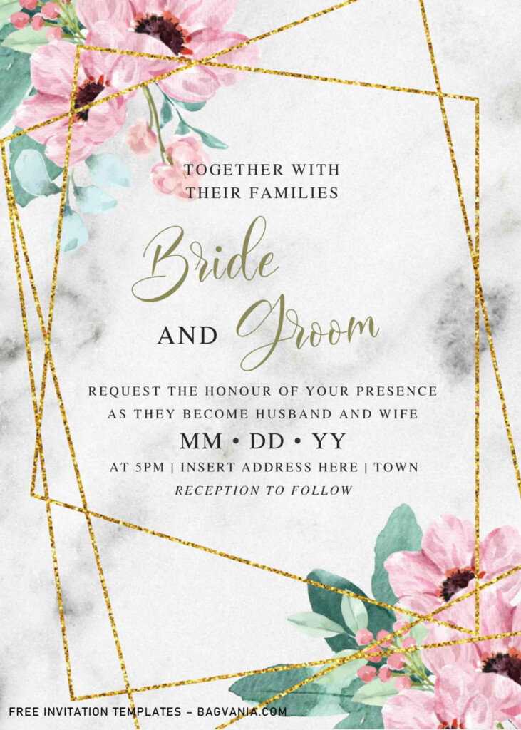 Free Watercolor Rose Wedding Invitation Templates For Word FREE 