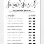 He Said She Said Bridal Shower Game Wedding Shower Ideas Bridal