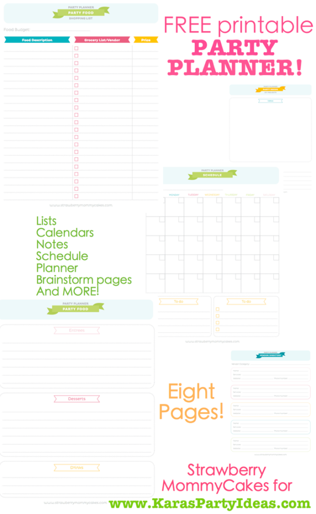 Kara s Party Ideas FREE Printable Party Planner Download Pages Event 