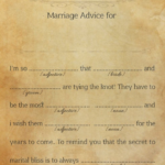 Marriage Advice For The Couple Free Printable Wedding Mad Libs