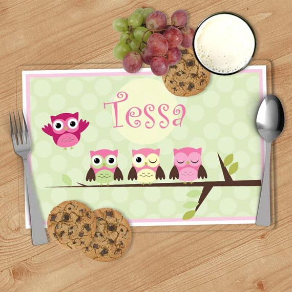 Owl Kids Personalized Placemat Customized Placemats For Kids Kids 