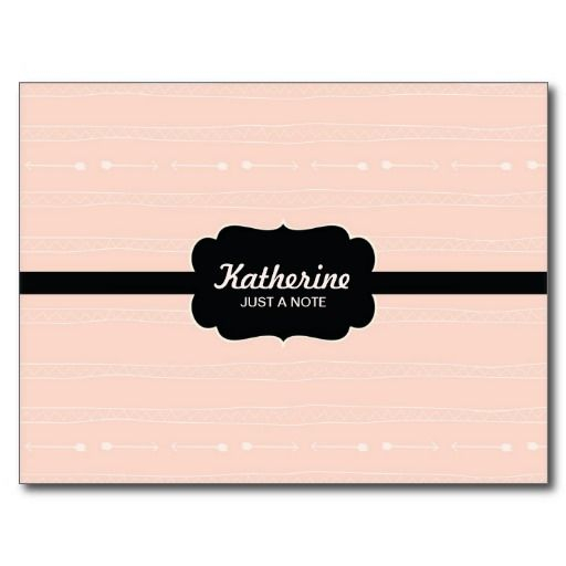 Personalized Stationary Peach With White Arrows Postcard 