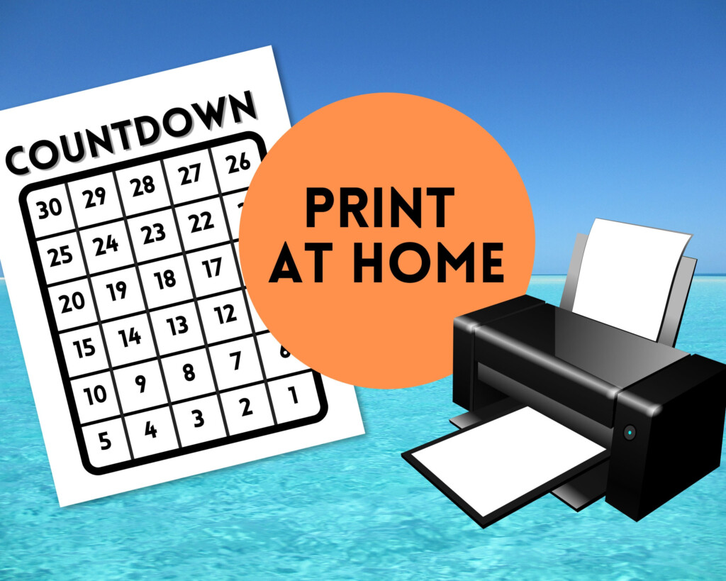 Printable Countdown Calendar 30 Day Count Down To Vacation Etsy UK