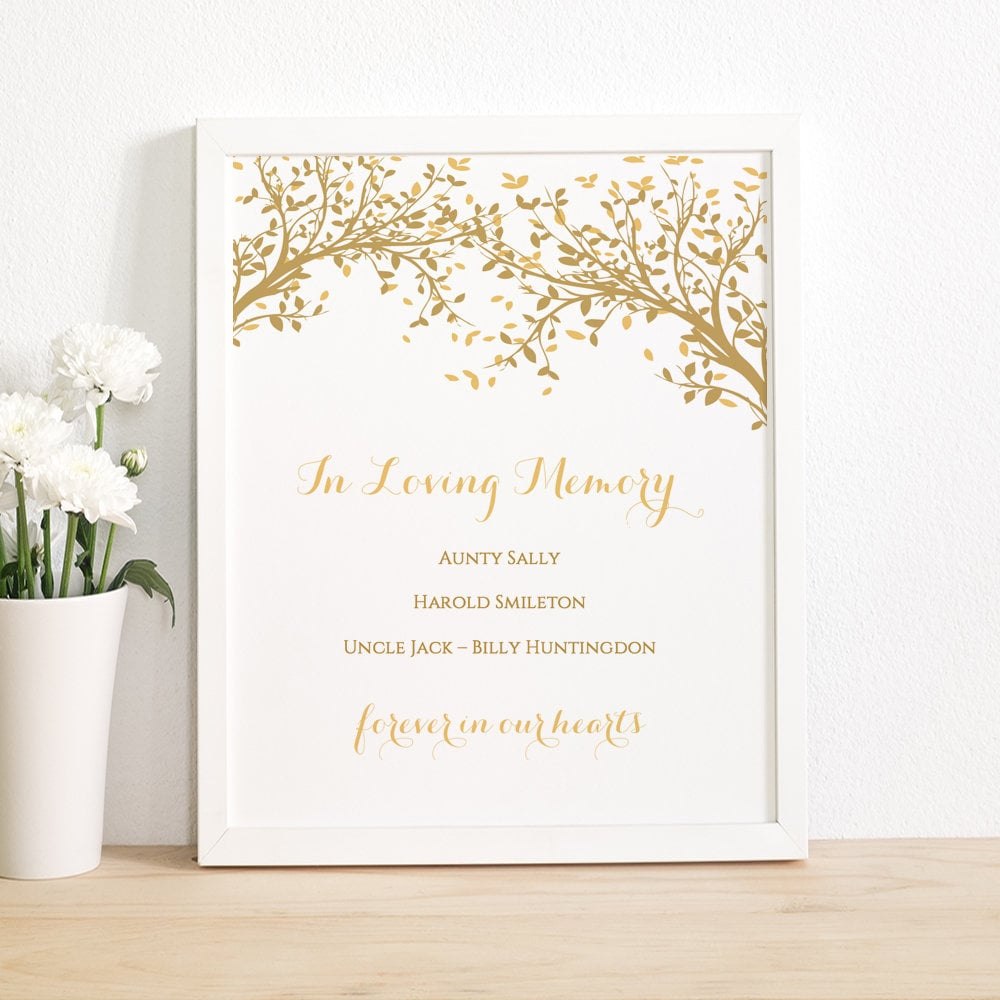 Printable In Loving Memory Sign Tree Sign 8x10 Wedding Signage 