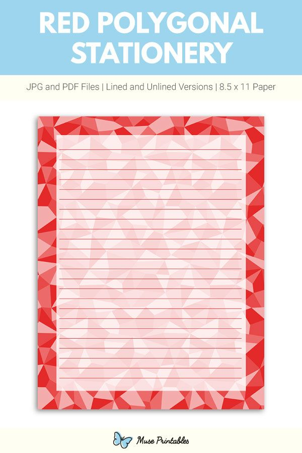 Printable Red Polygonal Stationery Printable Stationery Free