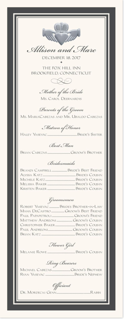 Silver Claddagh Border Wedding Program Template Free Wedding 