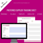 Vendor List Preferred Supplier Fillable Tracking Sheet For Event