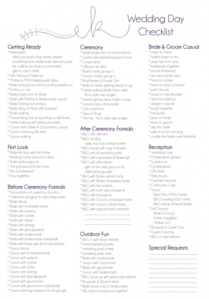 Wedding Day Checklist Erin Kata Photography