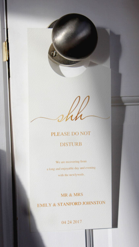 Wedding Door Hanger Shh 2 Sided Gold Template The Stationery 