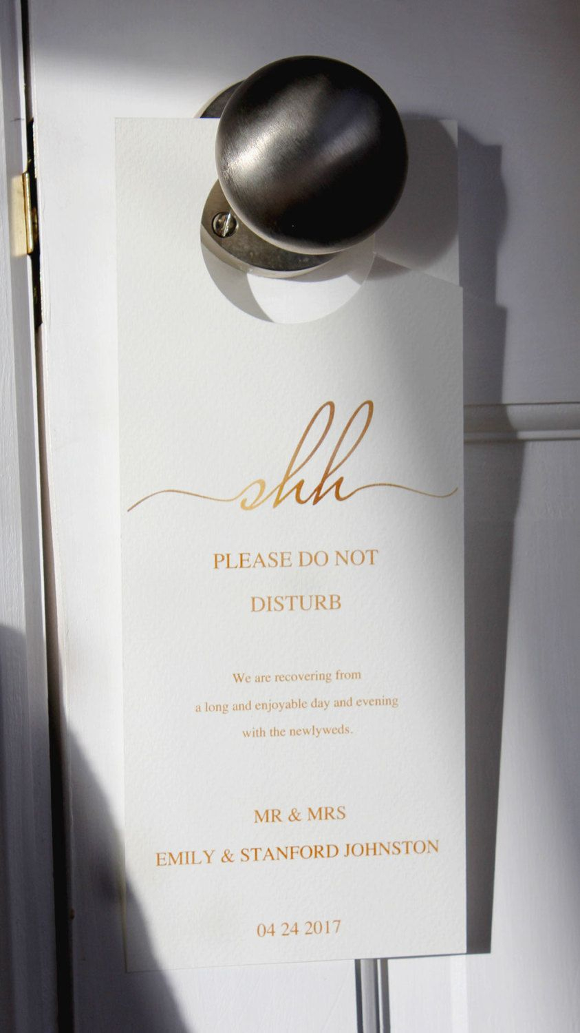 Wedding Door Hanger Shh 2 Sided Gold Template The Stationery