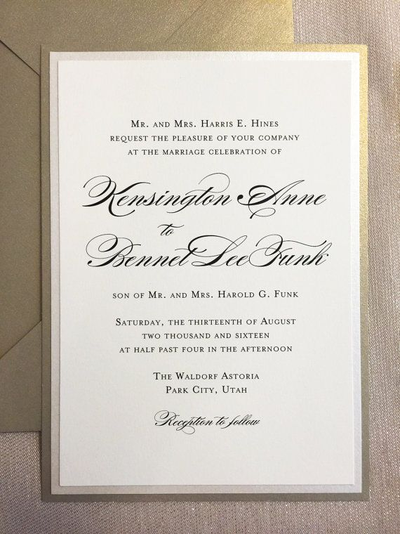 Wedding Invitation Champagne Wedding Invitation Elegant Etsy In 2021