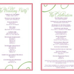 Wedding Itinerary Templates Free Wedding Reception Programs Templates