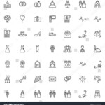Wedding Marriage Line Icons Set Bridal Linear Style Symbols
