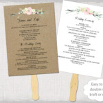 Wedding Program Fan Template Rustic Flowers DIY