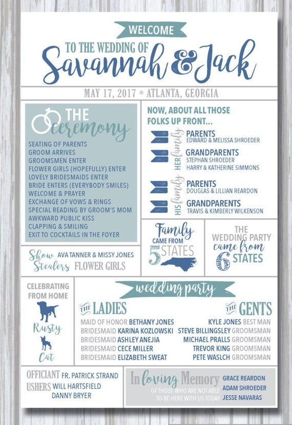 Wedding Program Infographic Printable Modern Fun Etsy Wedding 